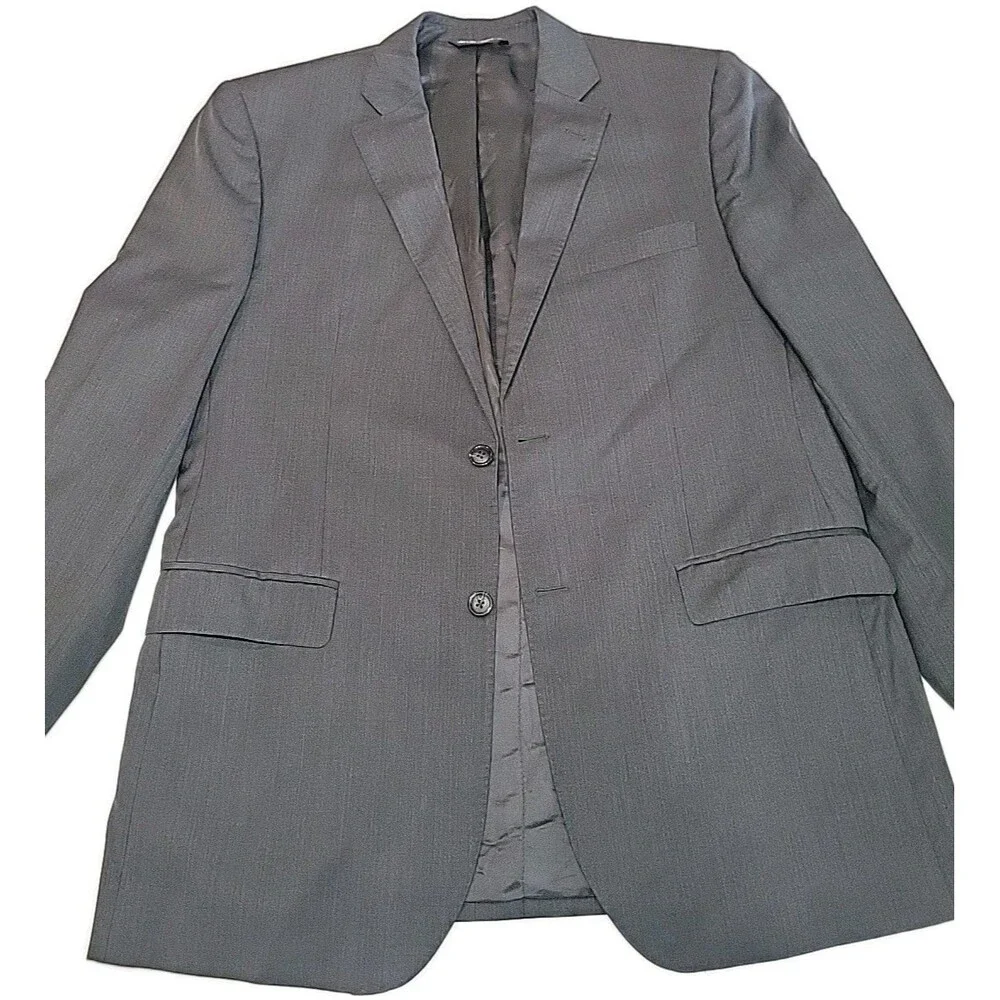 Ermenegildo Zegna Mens Charcoal Gray Jacket Wool and Silk 42R Italian Saks Fifth